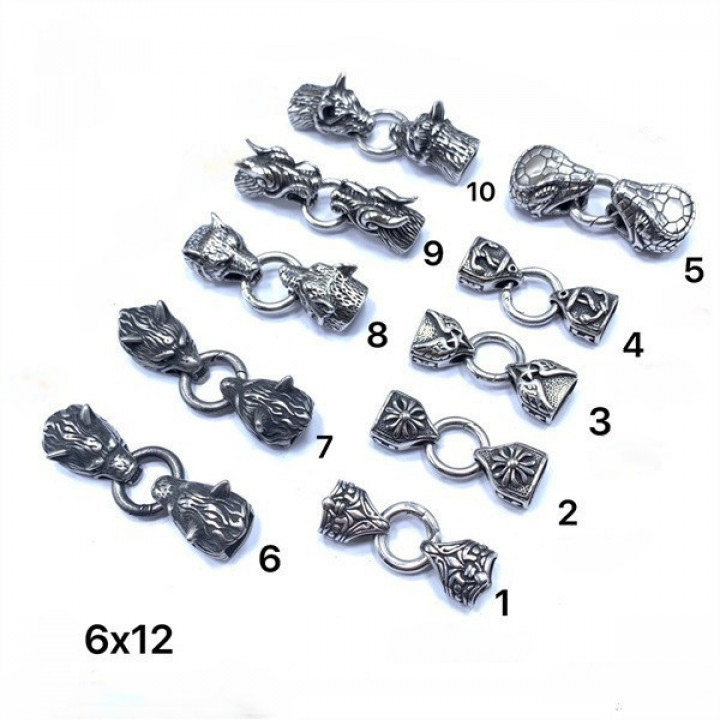 Концевик 12 х 6 мм для браслетов,  с кольцом. Сталь 
