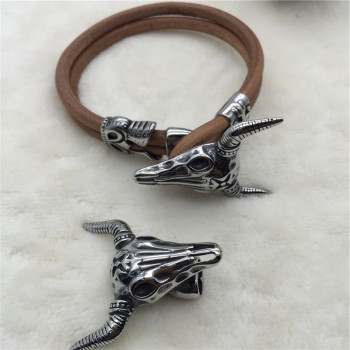 Концевик на два шнура 10х5 мм Череп Буйвола Сталь 