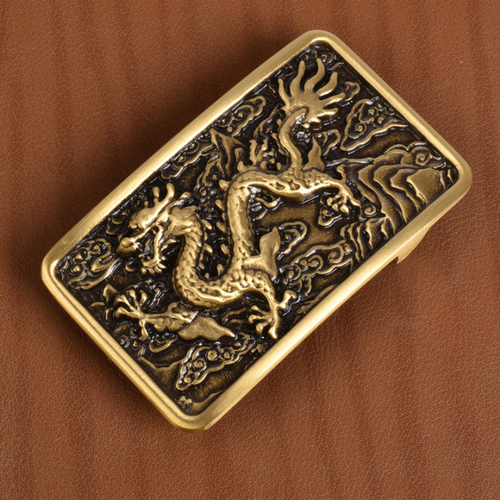 Пряжка для ремня с шипом 38 мм Дракон латунная 