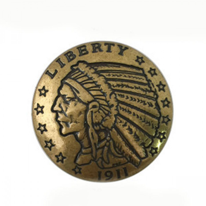 Кончо для кожаных изделий 30 мм Индеец под старое золото