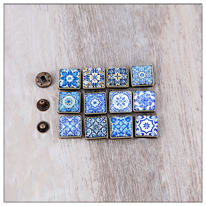 Кнопки пробивные фигурные Узоры Квадрат 17 мм