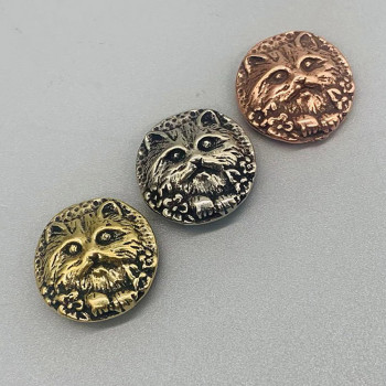 Кончо для кожаных изделий 22 мм Голова кота Латунь