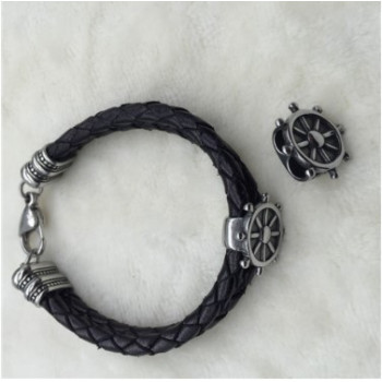 Бусина 5 мм на два шнура Штурвал Сталь