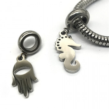 Бусина 5 мм с подвеской для круглых браслетов Сталь B16