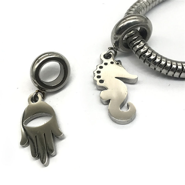 Бусина 5 мм с подвеской для круглых браслетов Сталь B16