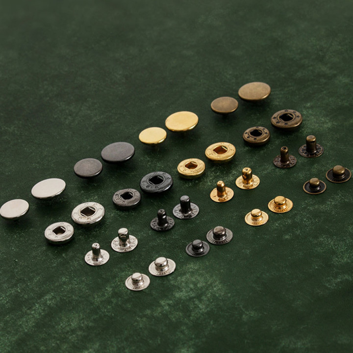 Кнопки пробивные 12 мм №633 латунь с покрытием Плоские