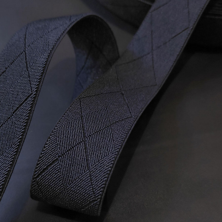 Резинка для подтяжек 35 мм Синяя Ромб