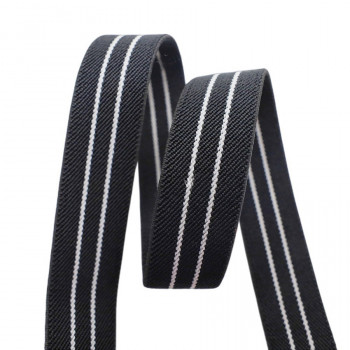 Резинка для подтяжек 25 мм Черная с полосками