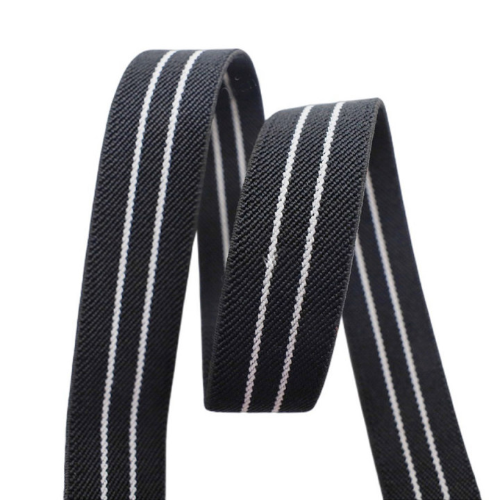 Резинка для подтяжек 25 мм Черная с полосками