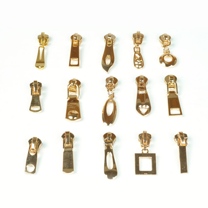 Бегунок с пуллером для молнии №5 золото