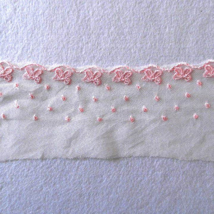 Кружево на сетке 50 мм Розовое 