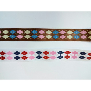 Лента репсовая 25 мм принт Ромбы