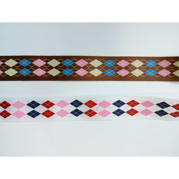 Лента репсовая 25 мм принт Ромбы