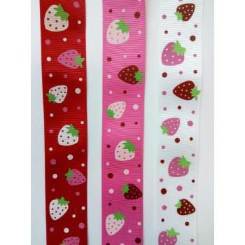 Лента репсовая 25 мм принт Ягодка