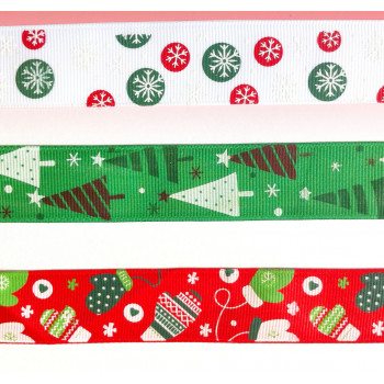 Лента репсовая 25 мм принт Новогодний