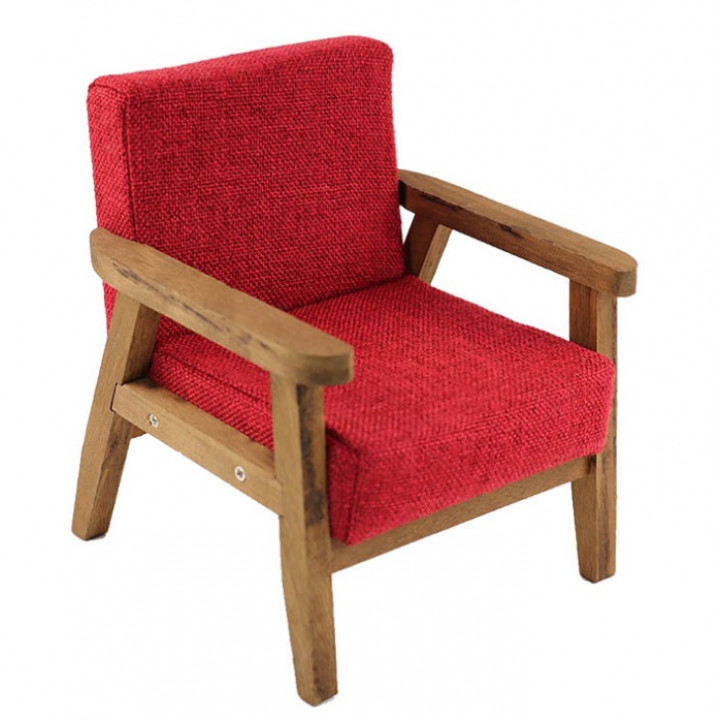 Кресло для кукол Минимализм Серый / Беж / Красный Миниатюра 1:6