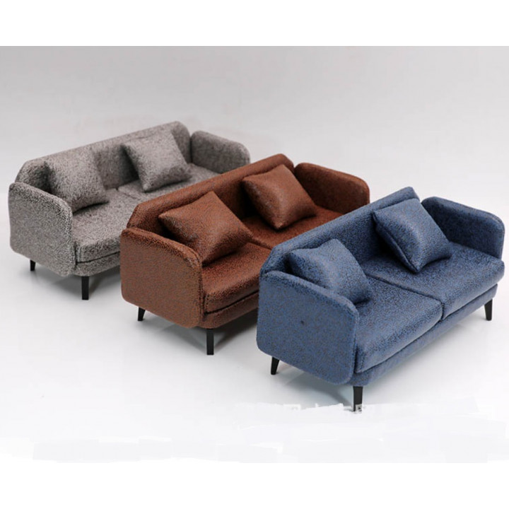 Диван для кукол Модерн Синий / Коричневый