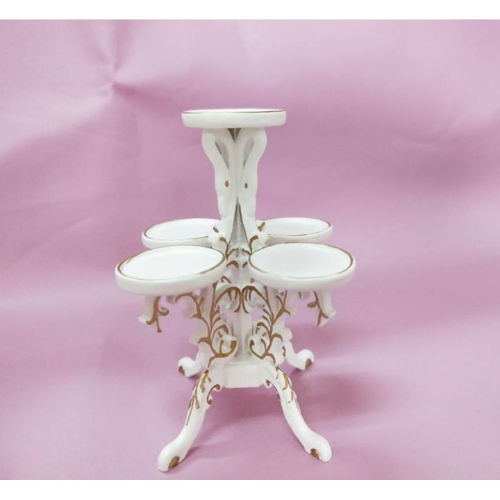 Подставка для цветов для кукол двухъярусная Орех/Белый