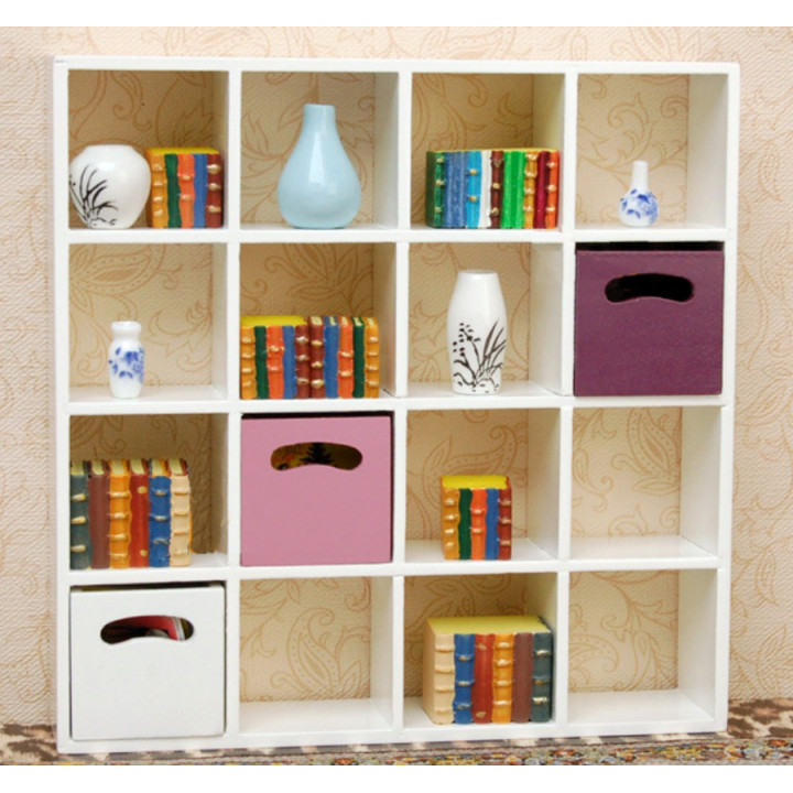 Полка для кукол с открытыми ячейками Миниатюра 1:12