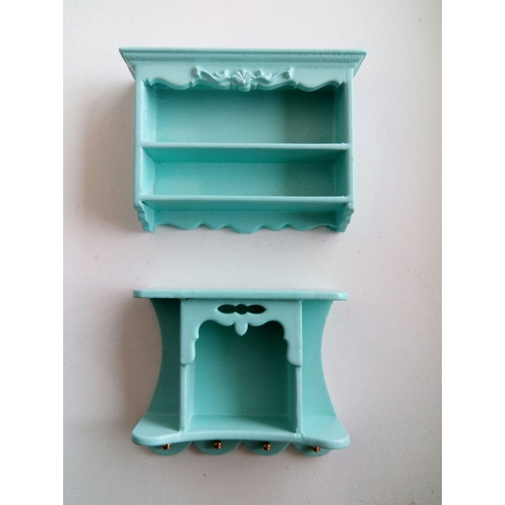 Полочки голубые для кукол Миниатюра 1:12