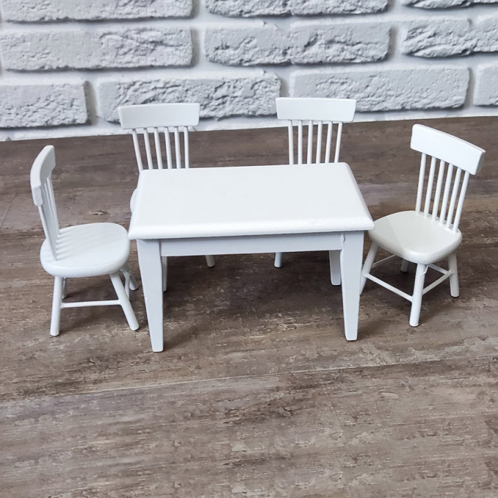 Обеденная зона для кукольной кухни белая 1:12