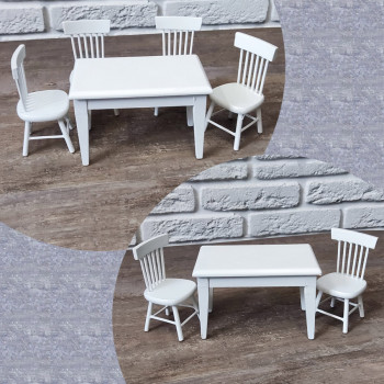 УЦЕНКА! Обеденная зона для кукольной кухни белая 1:12