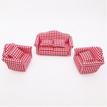 Мягкая мебель для кукол 12 см Обивка бело-красная