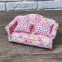 Диван для кукол в цветочек с подушками Миниатюра 1:12