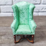 Кресло для кукол c с зеленой обивкой Орех