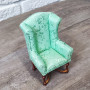 Кресло для кукол c с зеленой обивкой Орех