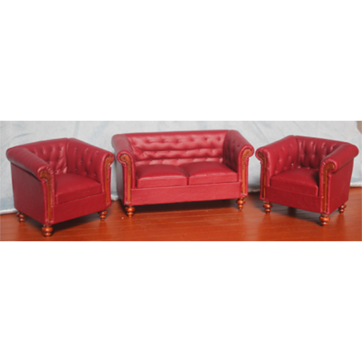 Диван и кресло для кукол Красный Миниатюра 1:12