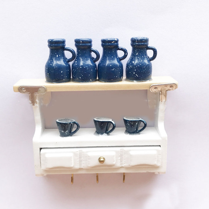 Полка кухонная с кувшинами для кукол Миниатюра 1:12