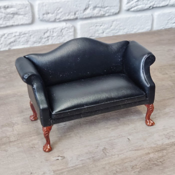 Диван для кукол Классика черный Миниатюра 1:12