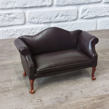 Диван для кукол Классика коричневый Миниатюра 1:12