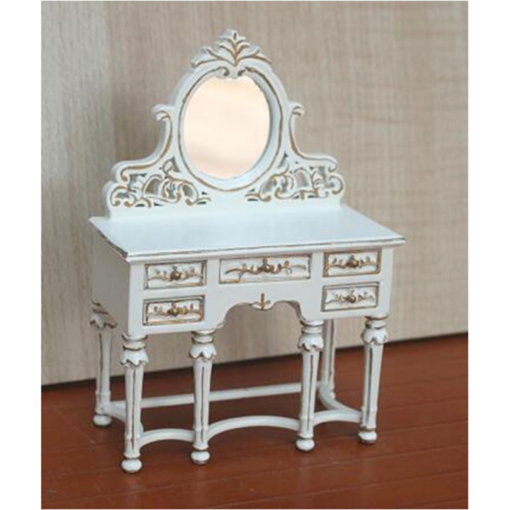 Столик для кукол туалетный с круглым зеркалом Белый