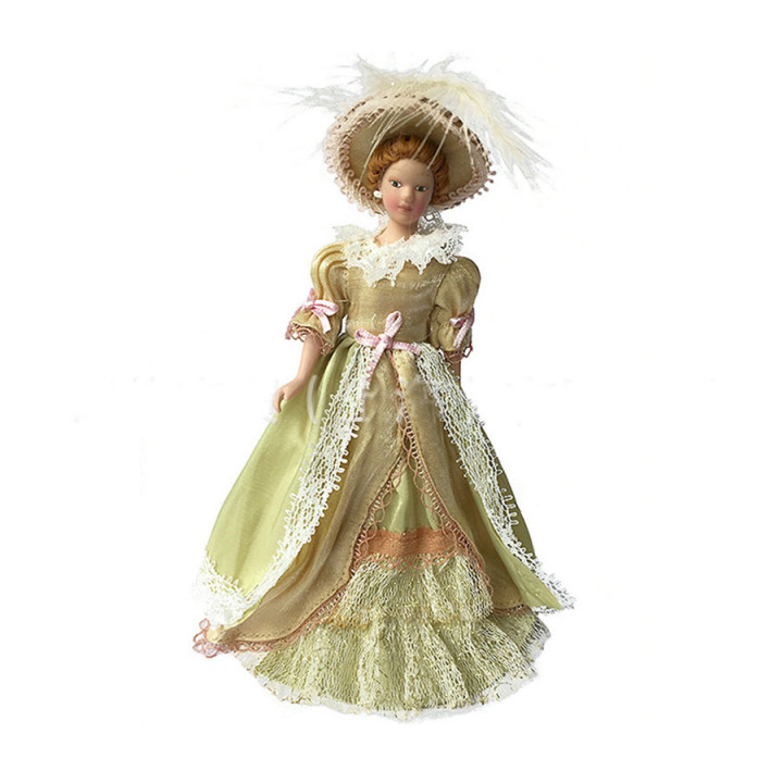 Кукла Дама в бежевом платье Миниатюра 1:12