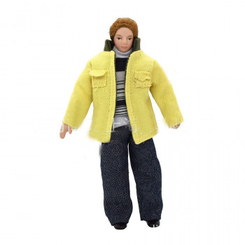 Кукла Мужчина в светлой куртке Миниатюра 1:12