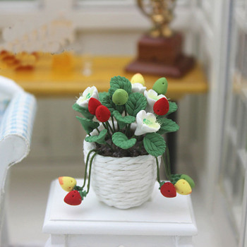 Земляника горшке для кукольного дома Миниатюра