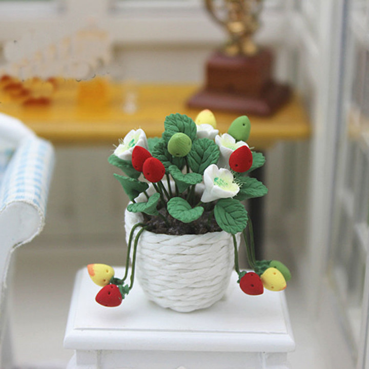 Земляника горшке для кукольного дома Миниатюра