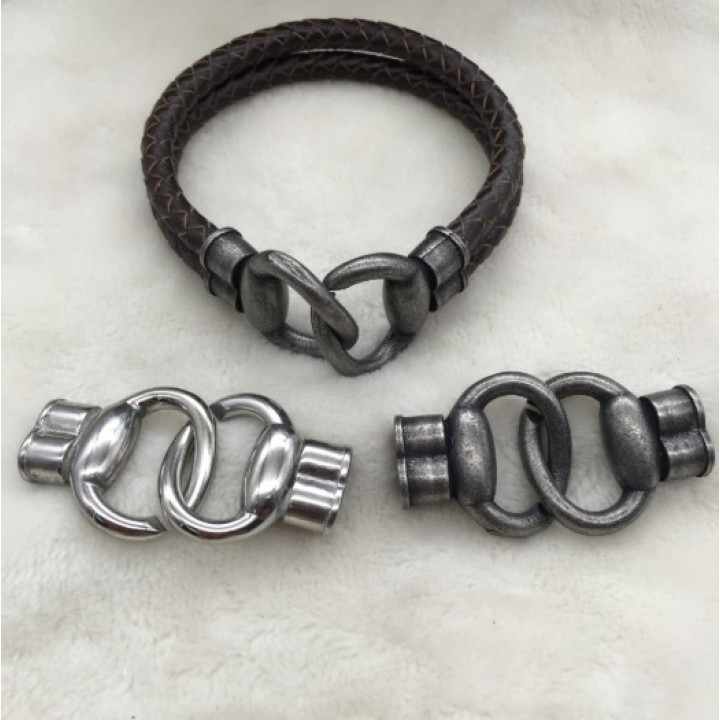 Замок на два шнура 12х6 мм для браслетов Сталь