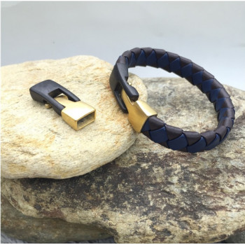 Замок 10х5 мм для плоских браслетов Черно-золотой Сталь