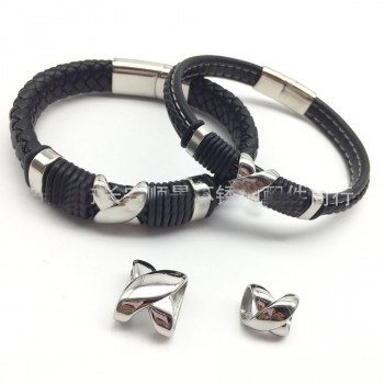 Бусины 5х3 мм для плоских браслетов Перекрестие Сталь