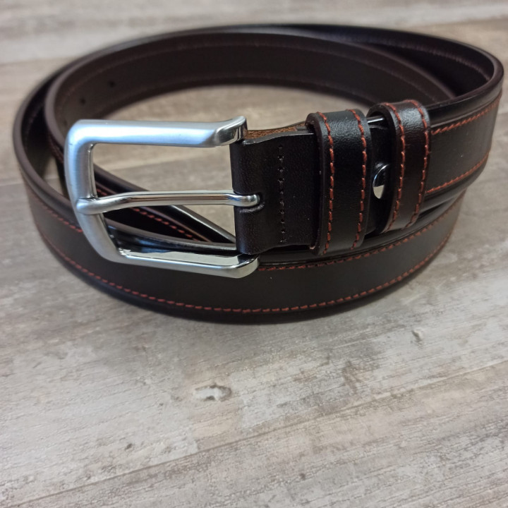 Ремень кожаный 35 мм толщ. 4 мм Темно-коричневый