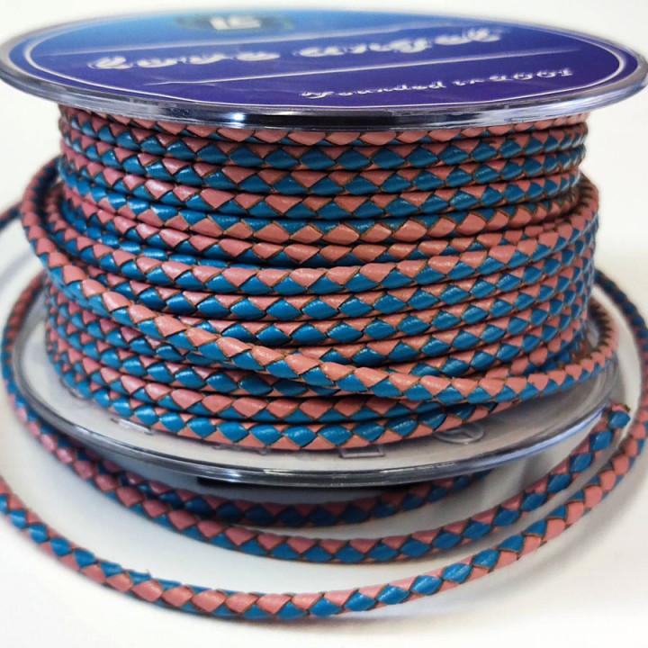 Шнур кожаный круглого сечения 3 мм плетеный Двухцветный LC