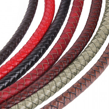 Шнур кожаный круглого сечения 8 мм плетеный Ретро 20 см