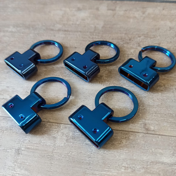 Держатель для брелока с кольцом синий