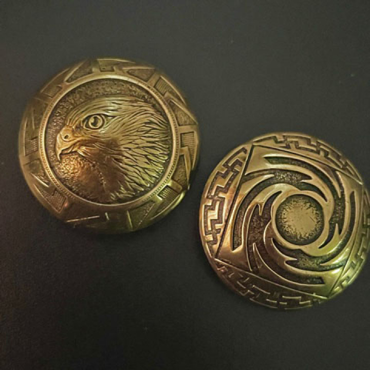Кончо для кожаных изделий 28 мм Тотемы латунное 
