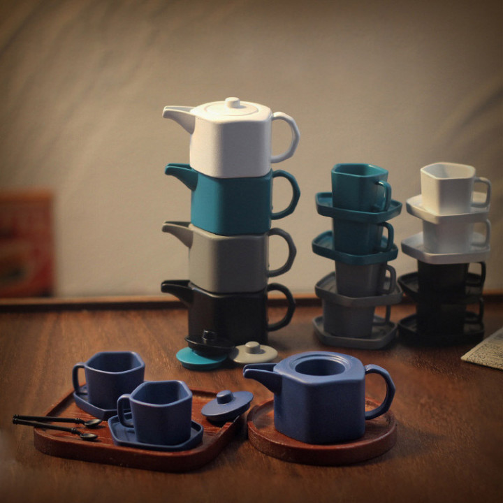 Чайный сервиз для кукол 5 предметов разные цвета