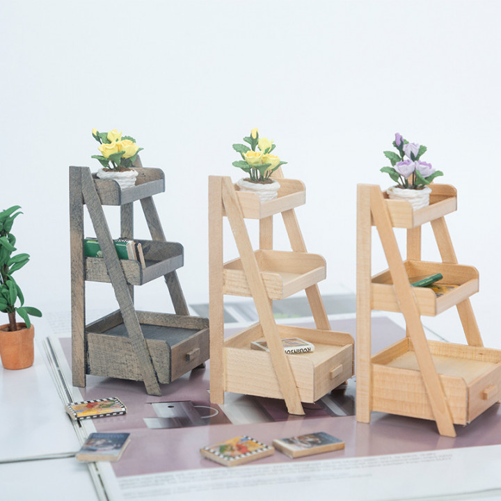 Полка напольная для кукол с выдвижным ящиком 