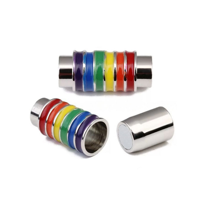 Застежка для круглых браслетов  6 мм Радуга Сталь 